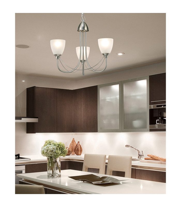 Cooper Ceiling 5 Light Pendant Convertible To Semi Flush E14 Antique Brass/Opal Glass-3