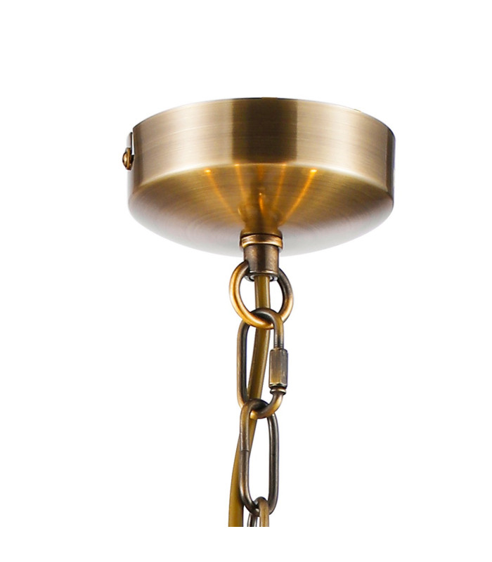 Cooper Ceiling 5 Light Pendant Convertible To Semi Flush E14 Antique Brass/Opal Glass-6