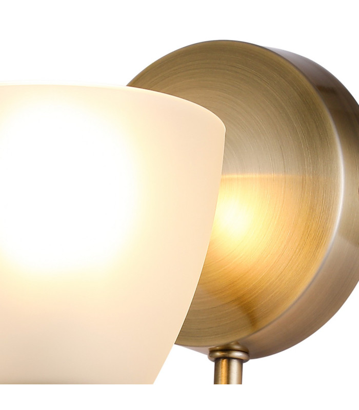 Cooper Wall Lamp 1 Light E14 Antique Brass/Opal Glass-4