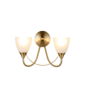 Cooper Wall Lamp 2 Light E14 Antique Brass/Opal Glass-1