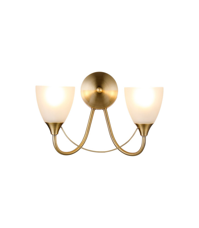 Cooper Wall Lamp 2 Light E14 Antique Brass/Opal Glass-1