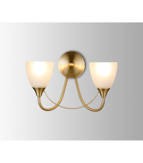 Cooper Wall Lamp 2 Light E14 Antique Brass/Opal Glass-2