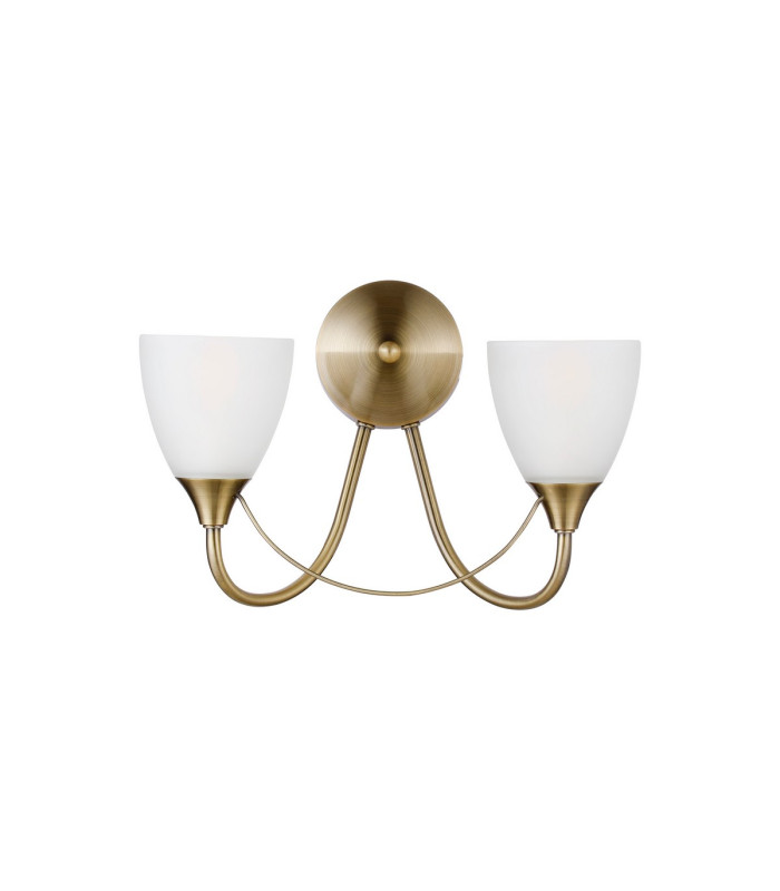 Cooper Wall Lamp 2 Light E14 Antique Brass/Opal Glass-4