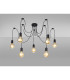 Dreifa 2m Spider Pendant  7 Light Black/Black Cable E27 Max 20W c/w Distribution Box & Cable Support Brackets-2