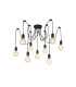 Dreifa 2.5m Spider Pendant  9 Light Black/Black Cable E27 Max 20W c/w Distribution Box & Cable Support Brackets-1