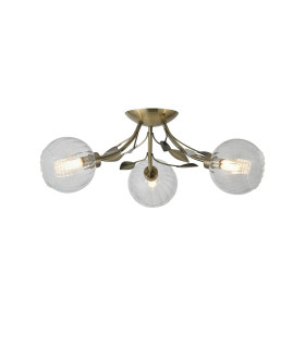Elm Semi Ceiling 3 Light G9 Antique Brass/Clear Glass-1