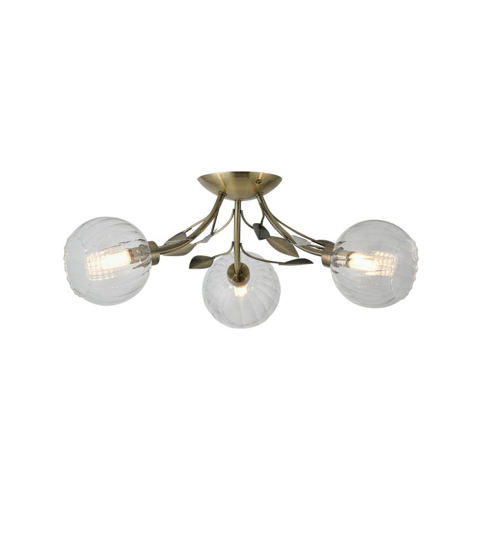 Elm Semi Ceiling 3 Light G9 Antique Brass/Clear Glass-1