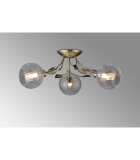 Elm Semi Ceiling 3 Light G9 Antique Brass/Clear Glass-2