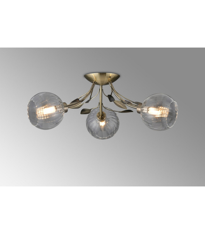 Elm Semi Ceiling 3 Light G9 Antique Brass/Clear Glass-2
