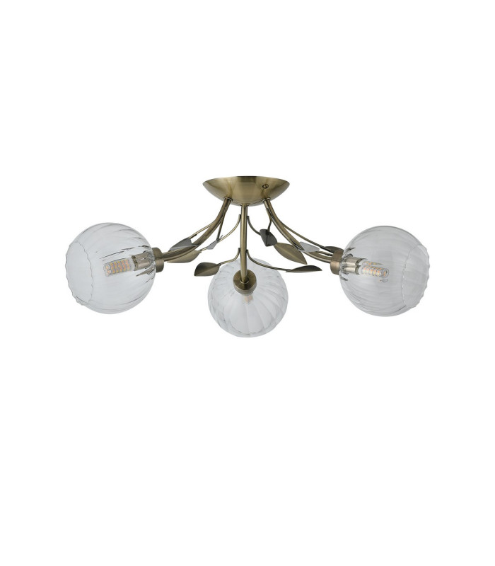 Elm Semi Ceiling 3 Light G9 Antique Brass/Clear Glass-3