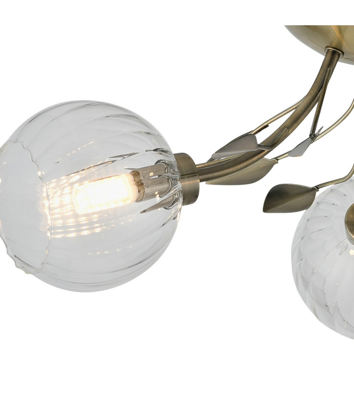 Elm Semi Ceiling 3 Light G9 Antique Brass/Clear Glass-4