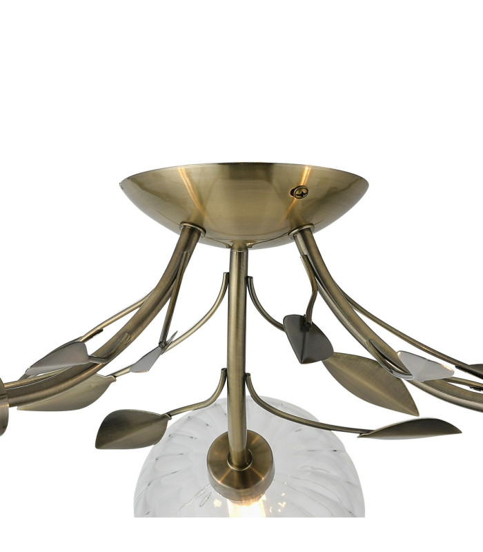Elm Semi Ceiling 3 Light G9 Antique Brass/Clear Glass-5