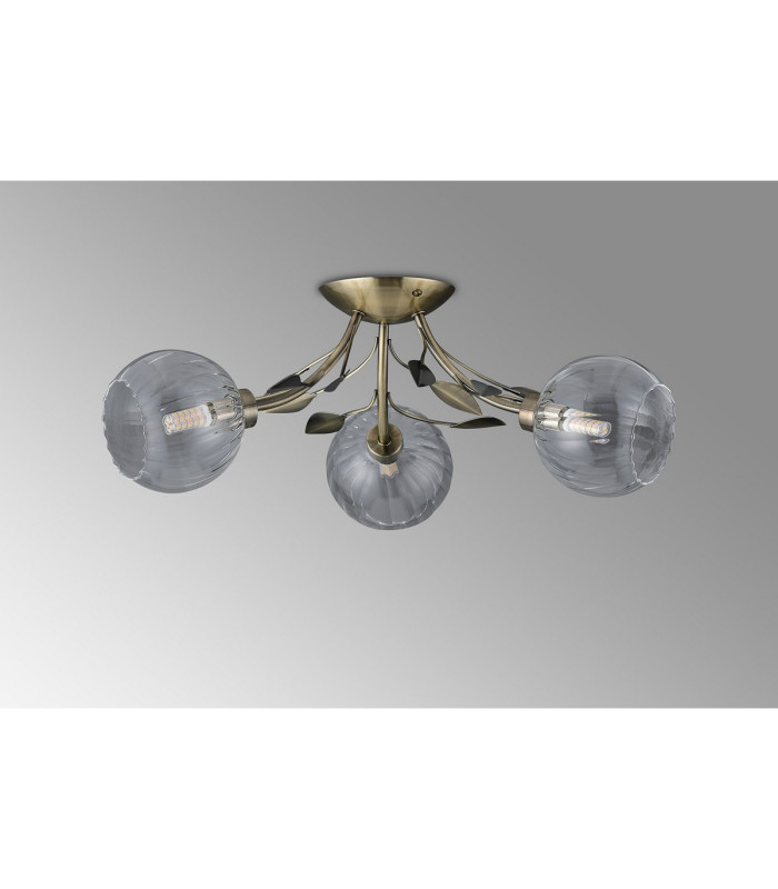 Elm Semi Ceiling 3 Light G9 Antique Brass/Clear Glass-6