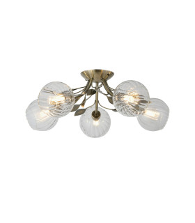 Elm Semi Ceiling 5 Light G9 Antique Brass/Clear Glass-1