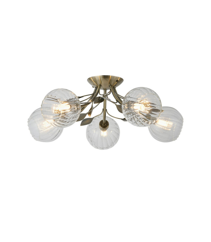 Elm Semi Ceiling 5 Light G9 Antique Brass/Clear Glass-1