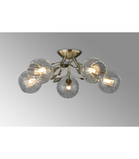 Elm Semi Ceiling 5 Light G9 Antique Brass/Clear Glass-2