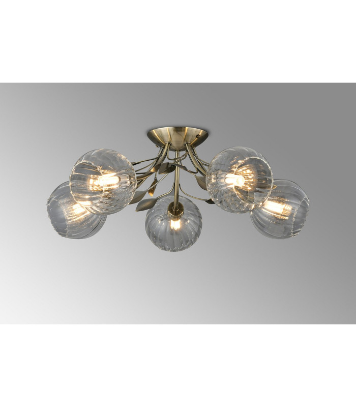 Elm Semi Ceiling 5 Light G9 Antique Brass/Clear Glass-2