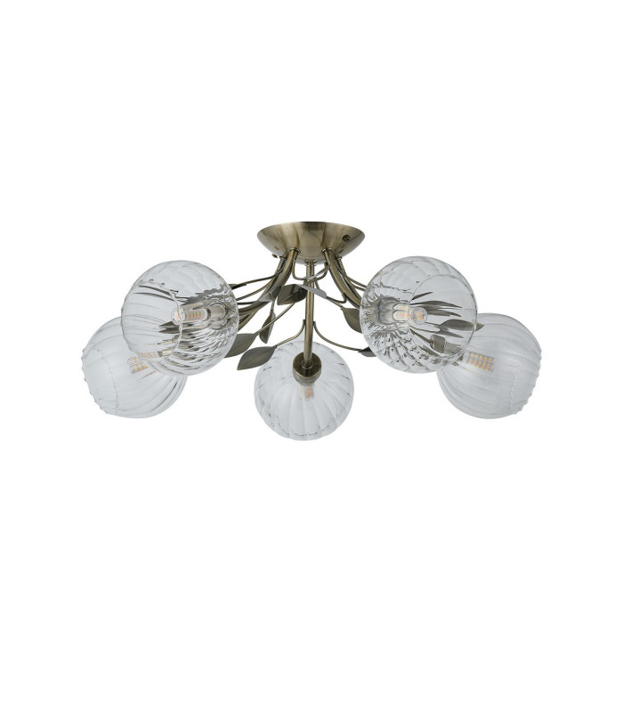 Elm Semi Ceiling 5 Light G9 Antique Brass/Clear Glass-3