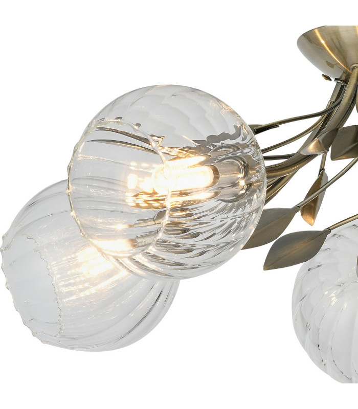 Elm Semi Ceiling 5 Light G9 Antique Brass/Clear Glass-4