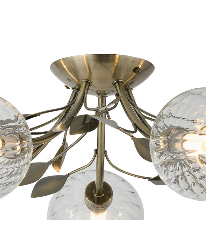Elm Semi Ceiling 5 Light G9 Antique Brass/Clear Glass-5