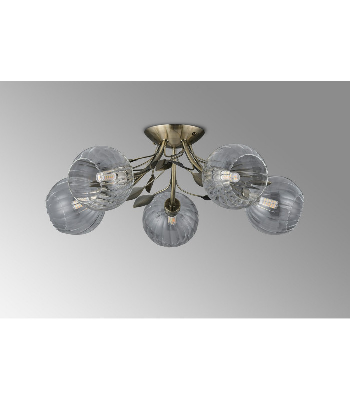 Elm Semi Ceiling 5 Light G9 Antique Brass/Clear Glass-6