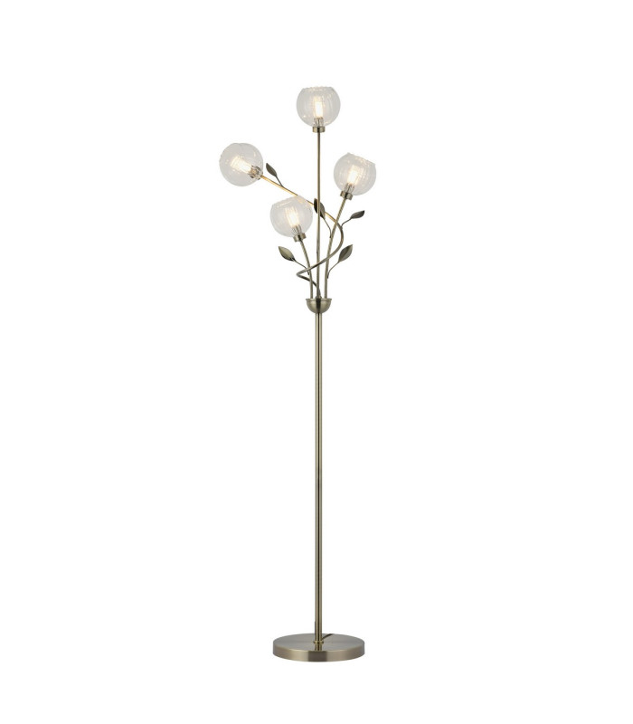 Elm Floor Lamp 4 Light G9 Antique Brass/Clear Glass-1