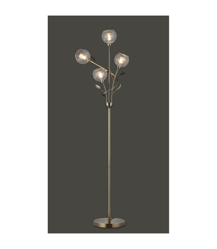 Elm Floor Lamp 4 Light G9 Antique Brass/Clear Glass-2