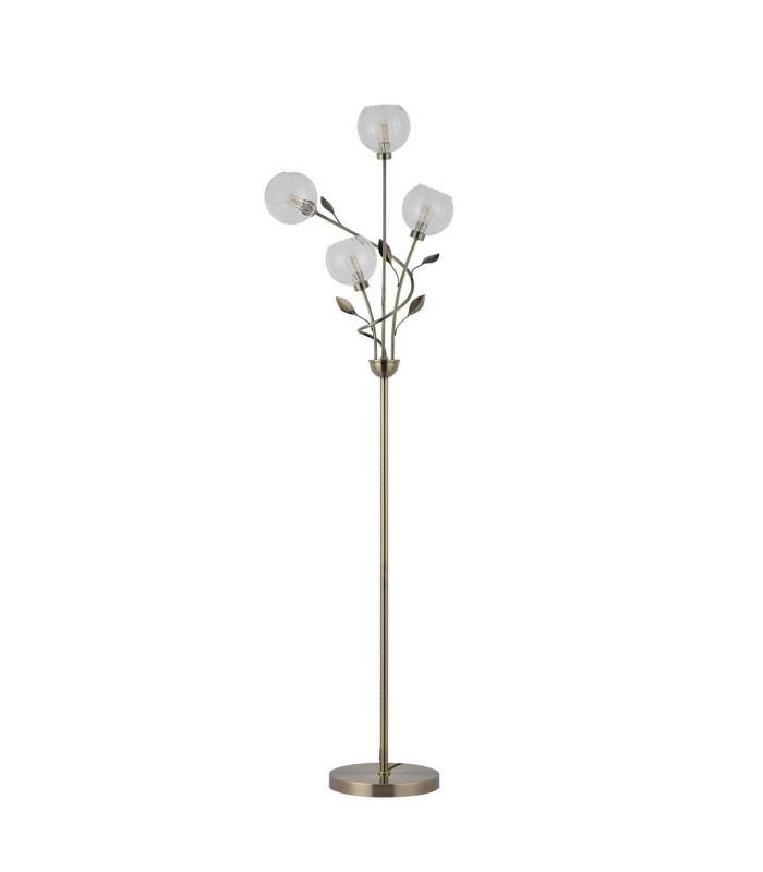 Elm Floor Lamp 4 Light G9 Antique Brass/Clear Glass-3