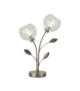 Elm Table Lamp 2 Light G9 Antique Brass/Clear Glass-1
