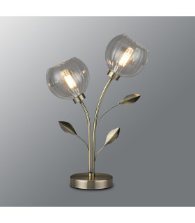 Elm Table Lamp 2 Light G9 Antique Brass/Clear Glass-2
