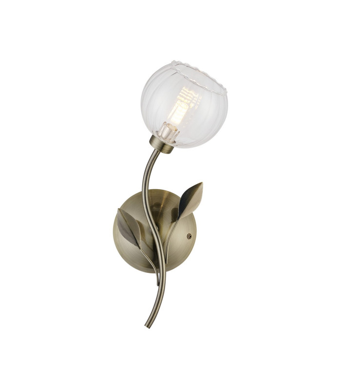 Elm Right Wall Light 1 Light G9 Antique Brass/Clear Glass-1