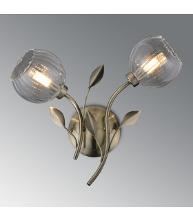Elm Wall Light 2 Light G9 Antique Brass/Clear Glass-2