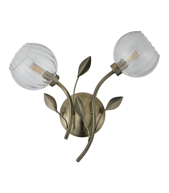 Elm Wall Light 2 Light G9 Antique Brass/Clear Glass-3