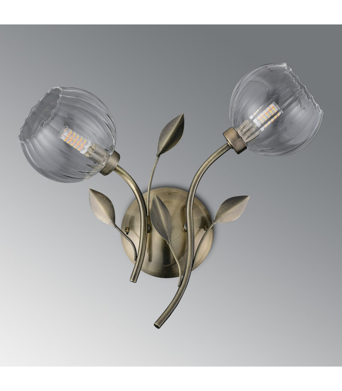 Elm Wall Light 2 Light G9 Antique Brass/Clear Glass-6