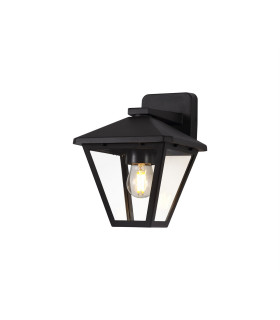 Luqi Downward Wall Lamp 1 x E27 IP44 Black/Clear Glass 2yrs Warranty-1