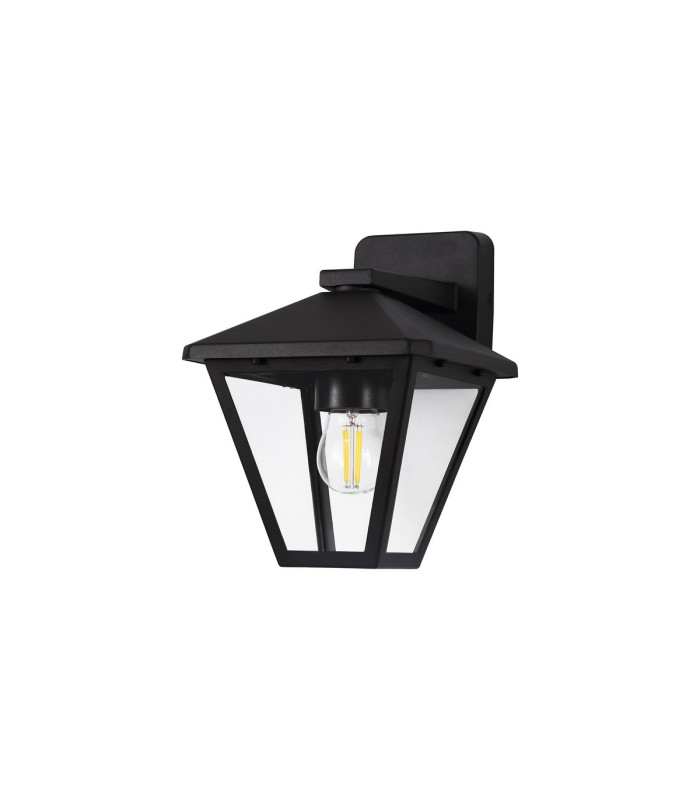 Luqi Downward Wall Lamp 1 x E27 IP44 Black/Clear Glass 2yrs Warranty-3