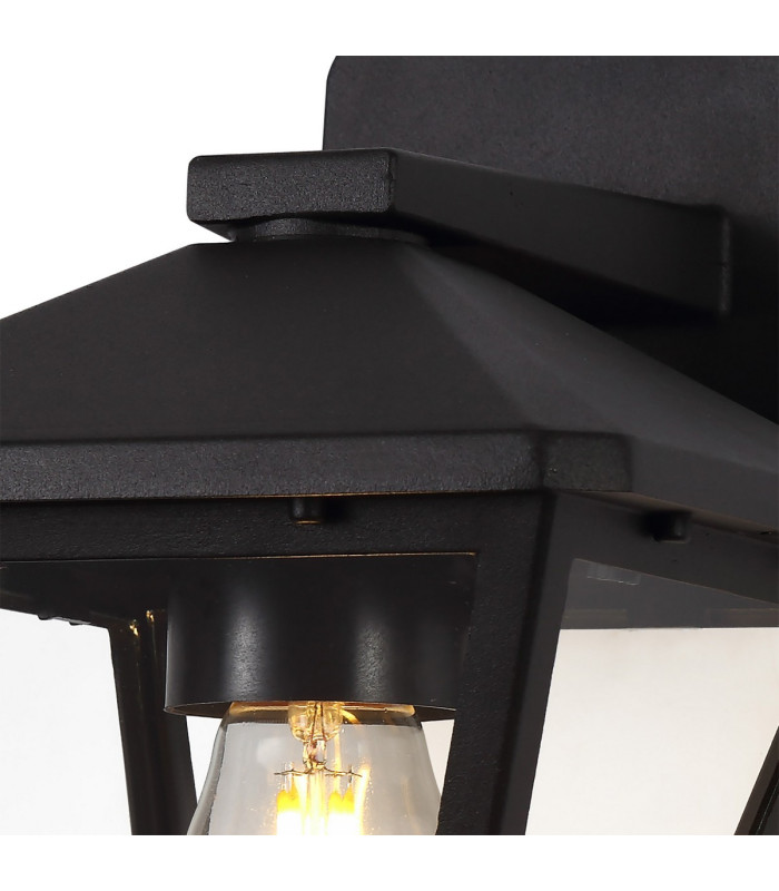 Luqi Downward Wall Lamp 1 x E27 IP44 Black/Clear Glass 2yrs Warranty-5