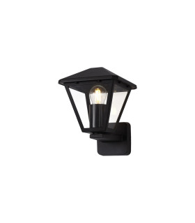 Luqi Upward Wall Lamp 1 x E27 IP44 Black/Clear Glass 2yrs Warranty-1