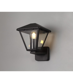 Luqi Upward Wall Lamp 1 x E27 IP44 Black/Clear Glass 2yrs Warranty-2