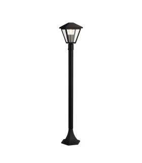 Luqi Tall Post 1 x E27 IP44 Black/Clear Glass 2yrs Warranty-1