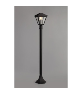 Luqi Tall Post 1 x E27 IP44 Black/Clear Glass 2yrs Warranty-2