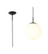 Miranda 25cm Ball Pendant 1 Light E27 Black Suspension With Frosted White Glass Globe-1