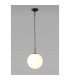 Miranda 25cm Ball Pendant 1 Light E27 Black Suspension With Frosted White Glass Globe-2