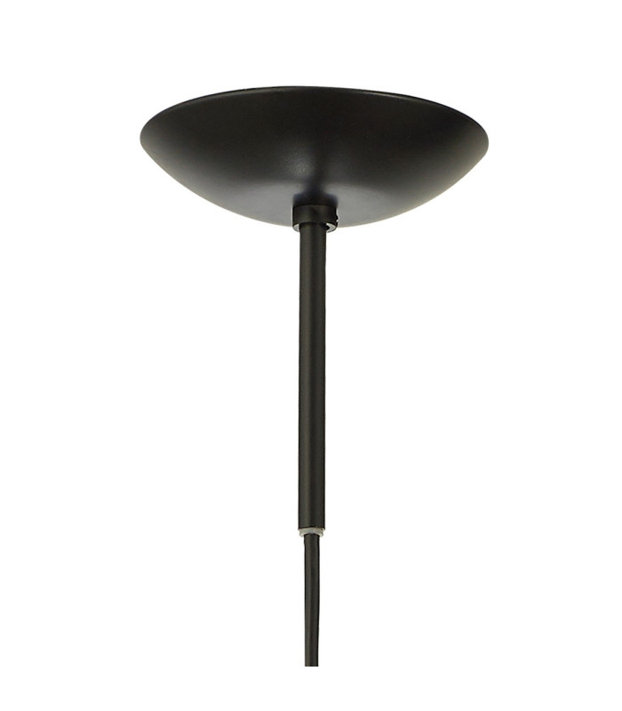 Miranda 25cm Ball Pendant 1 Light E27 Black Suspension With Matt Black/Smoke Fade Glass Globe-6