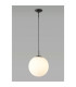 Miranda 30cm Ball Pendant 1 Light E27 Black Suspension With Frosted White Glass Globe-2