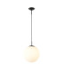 Miranda 30cm Ball Pendant 1 Light E27 Black Suspension With Frosted White Glass Globe-5