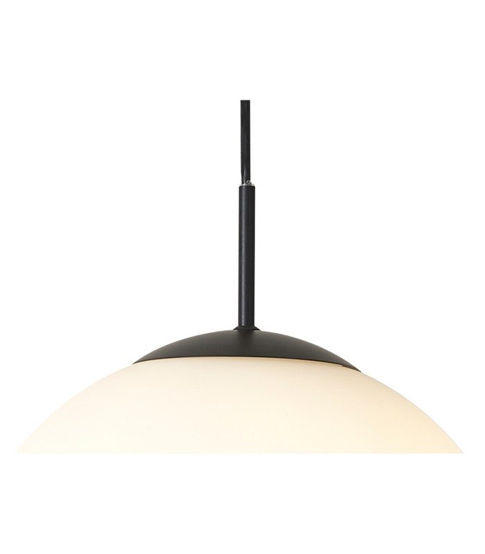 Miranda 30cm Ball Pendant 1 Light E27 Black Suspension With Frosted White Glass Globe-6