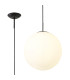 Miranda 40cm Ball Pendant 1 Light E27 Black Suspension With Frosted White Glass Globe-1