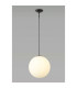 Miranda 40cm Ball Pendant 1 Light E27 Black Suspension With Frosted White Glass Globe-2