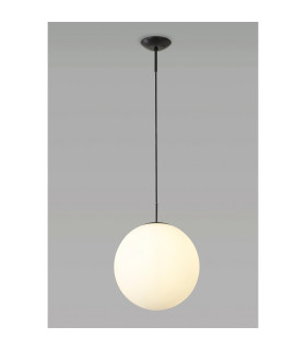 Miranda 40cm Ball Pendant 1 Light E27 Black Suspension With Frosted White Glass Globe-2